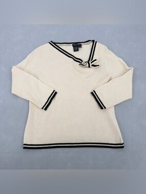 Sisters Vintage Cream Silk & Cashmere Blend 3/4 Sleeve Sweater Large Womens